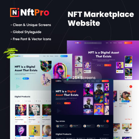 NftPro – NFT Marketplace Website Template cover image.