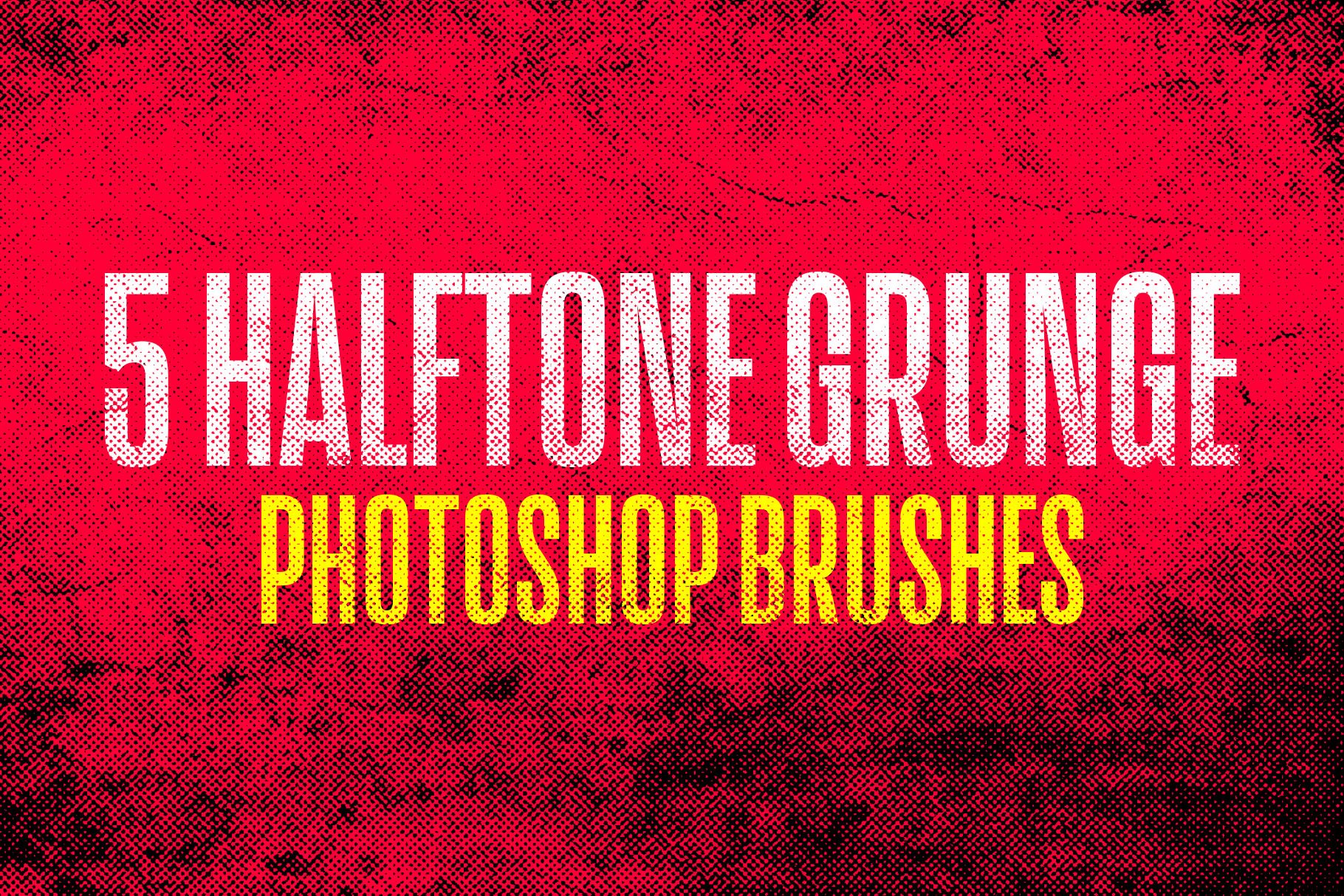 5 Halftone Grunge Brushes + Actioncover image.