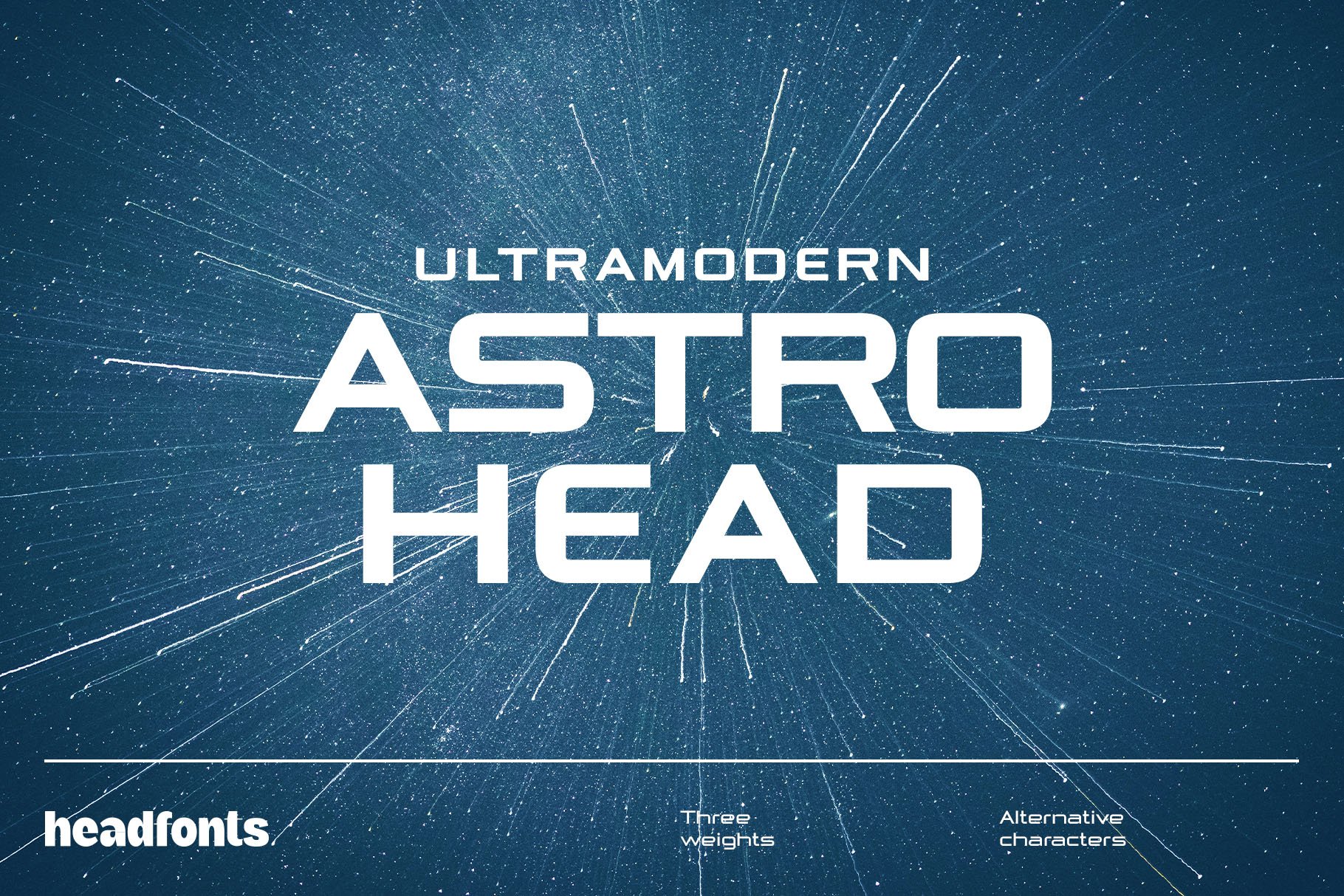 Astrohead geometric sans serif typef cover image.
