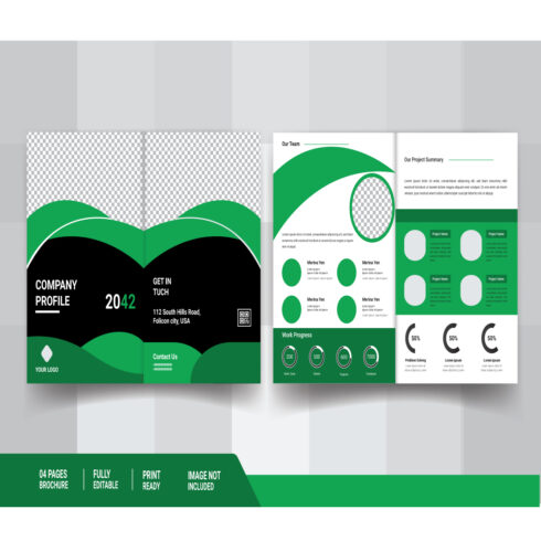 Bifold Company brochure template design cover image.