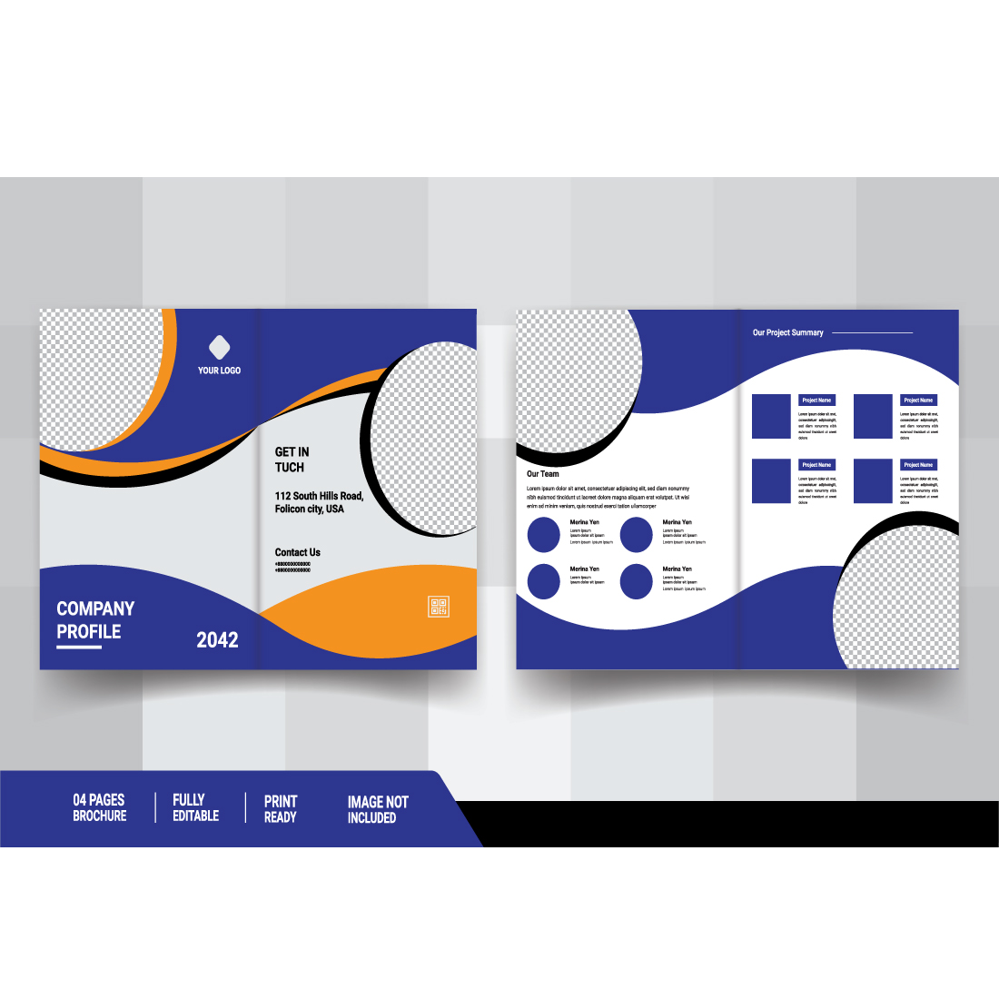 Bifold company brochure template design cover image.