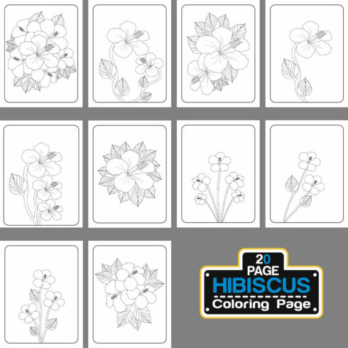 Hibiscus Flower Coloring Page Line Art Illustration cover image.