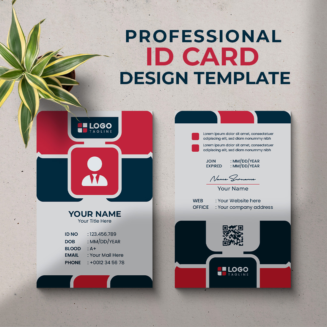 Professional Creative Modern Unique Id Card Design Template cover image.