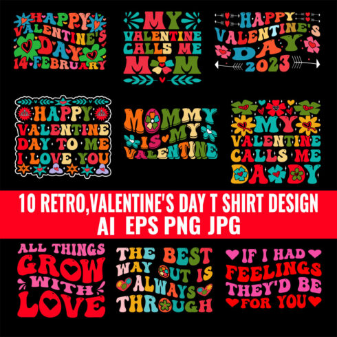 10 RETRO VALENTINE DAY T SHIRT DESIGN cover image.