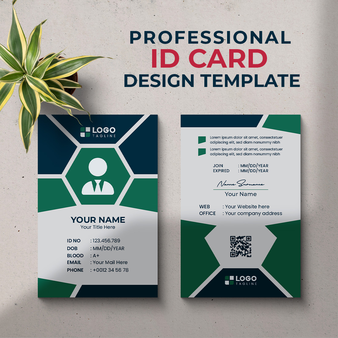 Professional Creative Modern Unique Id Card Design Template cover image.