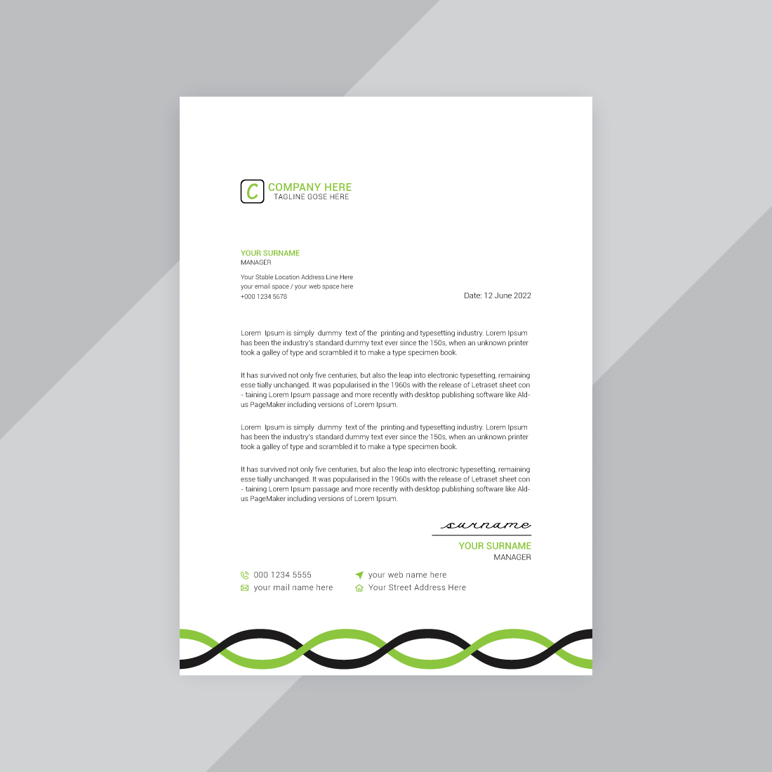 10 Modern and Unique Letterhead Design Bundle Template cover image.