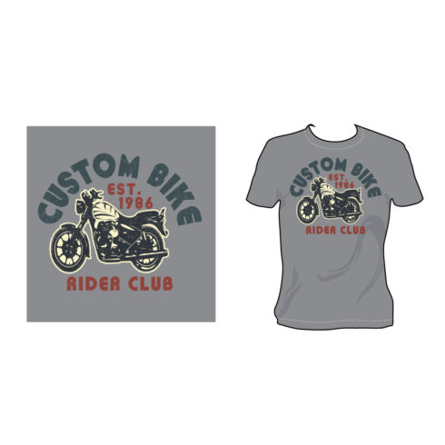 Custom bike Rider Club Est1986 Vintage Broken, Grunge Texture Vector Art T- Shirt Design cover image.