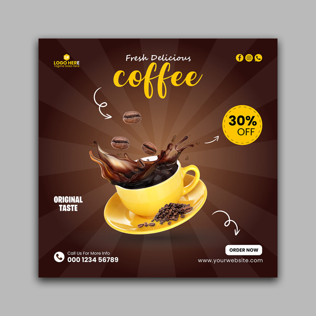 Creative Coffee Social Media Instagram Post Design Template - MasterBundles