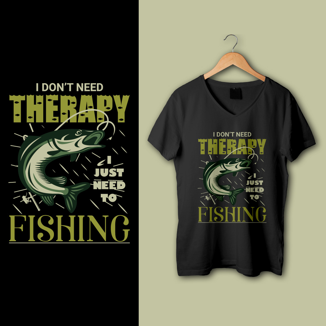 Fishing t-shirt design preview image.