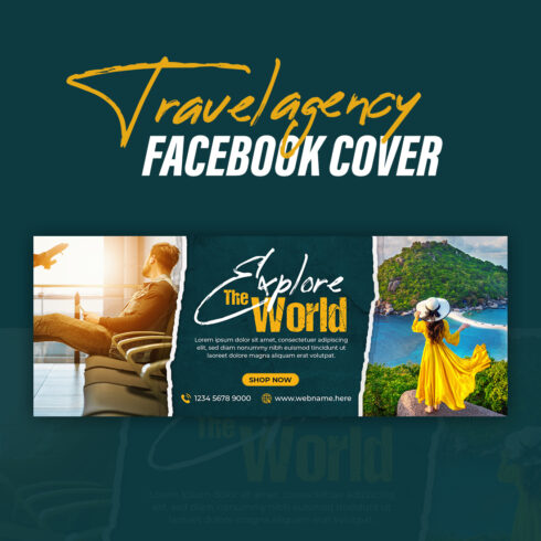 Travel Agency Social Media Facebook Cover Banner cover image.