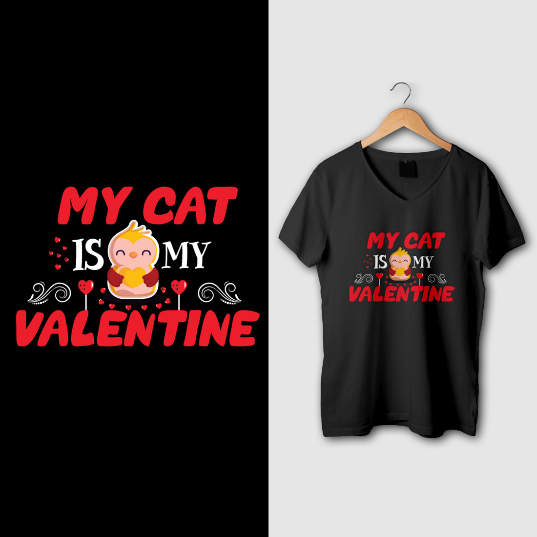 Free Happy Valentines Day Vector T-Shirt Design preview image.