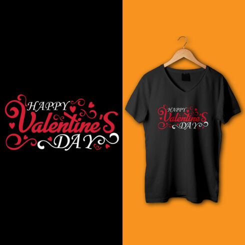 Free Typography Happy Valentines Day Vector T-Shirt Design cover image.