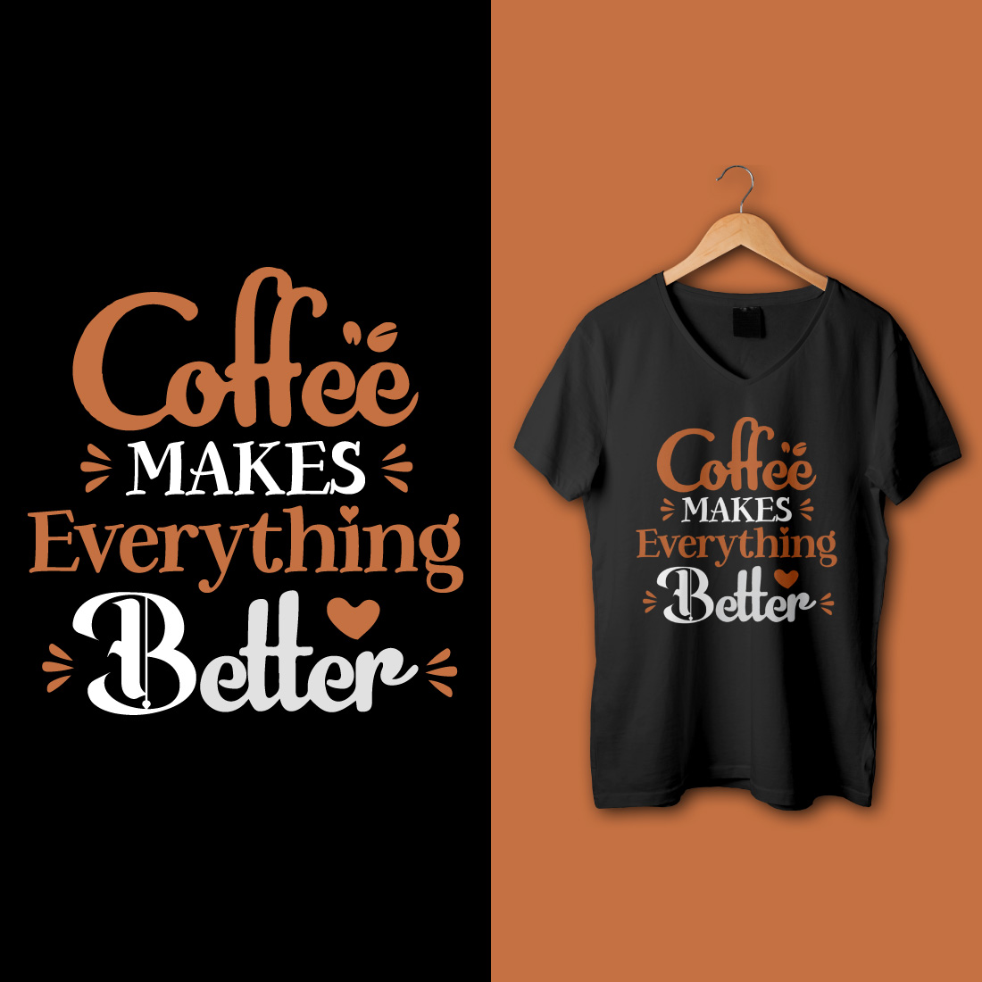6 Coffee typography vector t-shirt designs preview image.