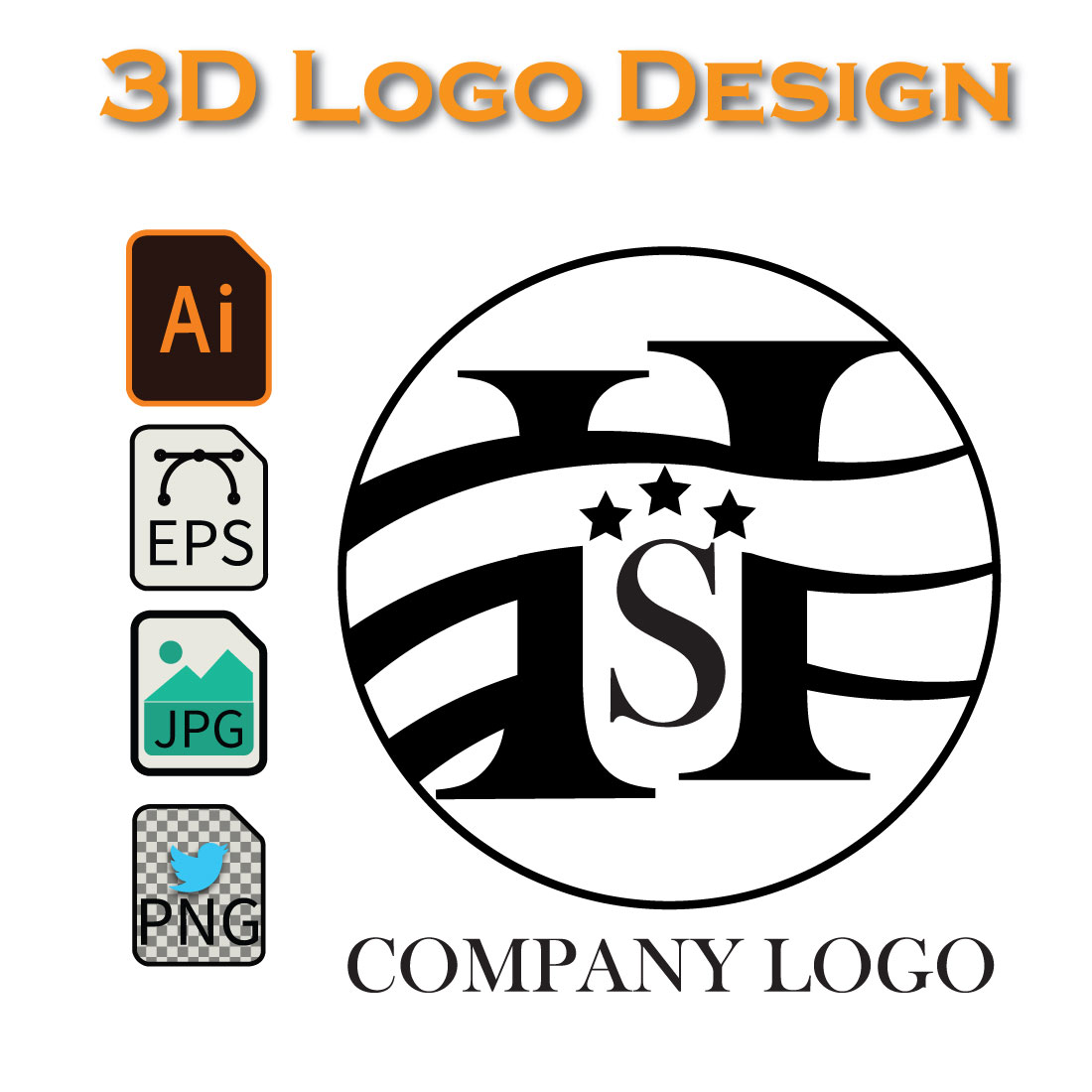 3D Logo design preview image.