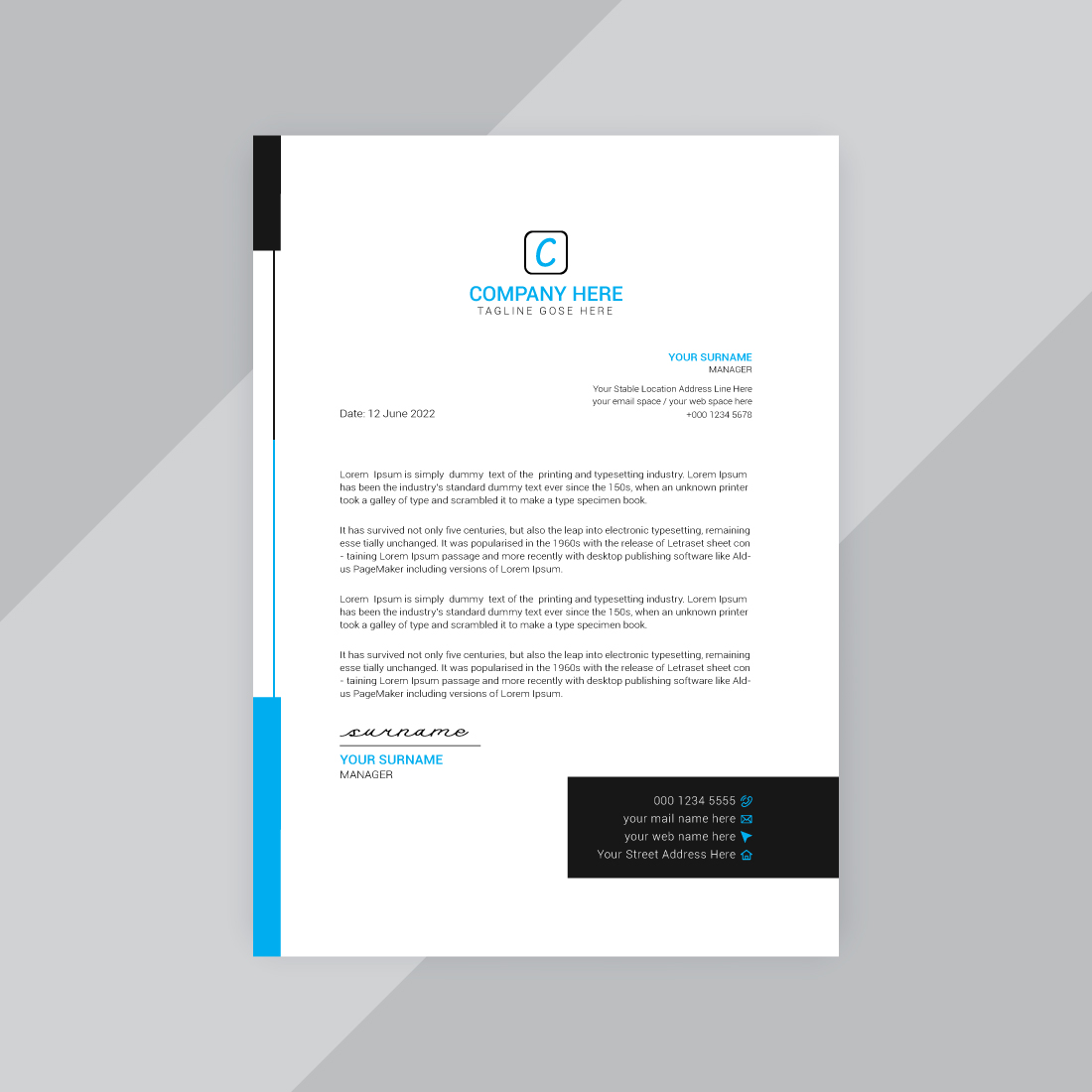 10 Modern Letterhead Design Bundle Template preview image.