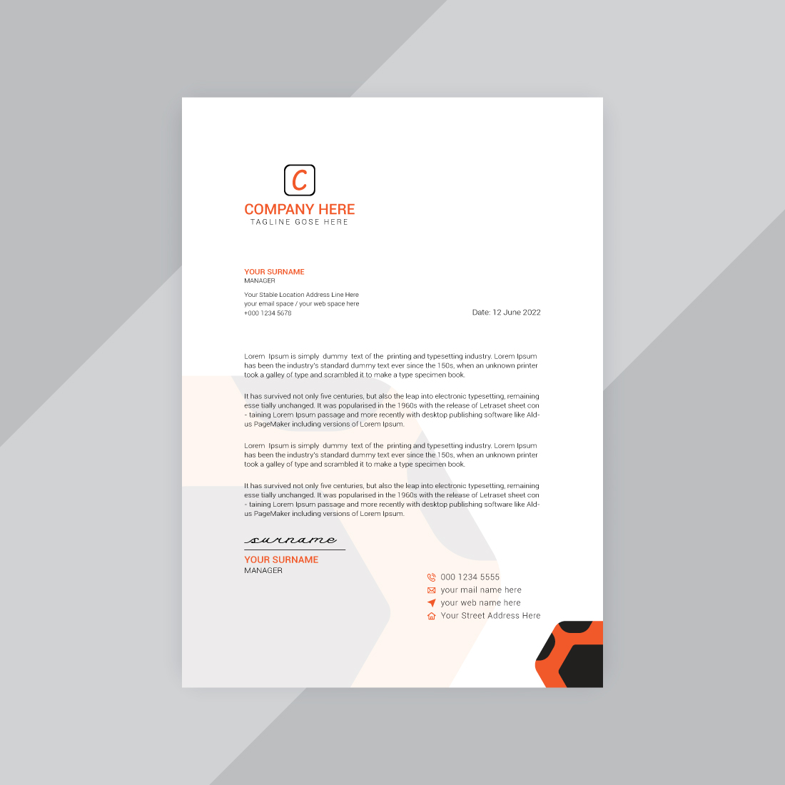 10 Corporate Letterhead Design Bundle Template preview image.