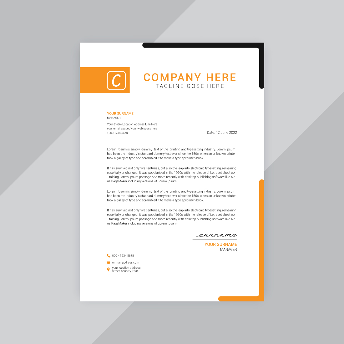 10 Modern Letterhead Design Bundle Template preview image.