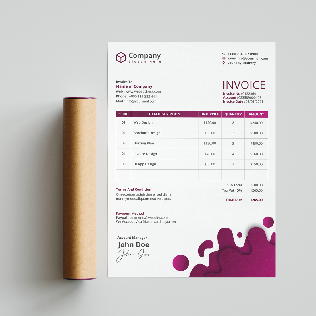 Invoice Design Template Bundle preview image.