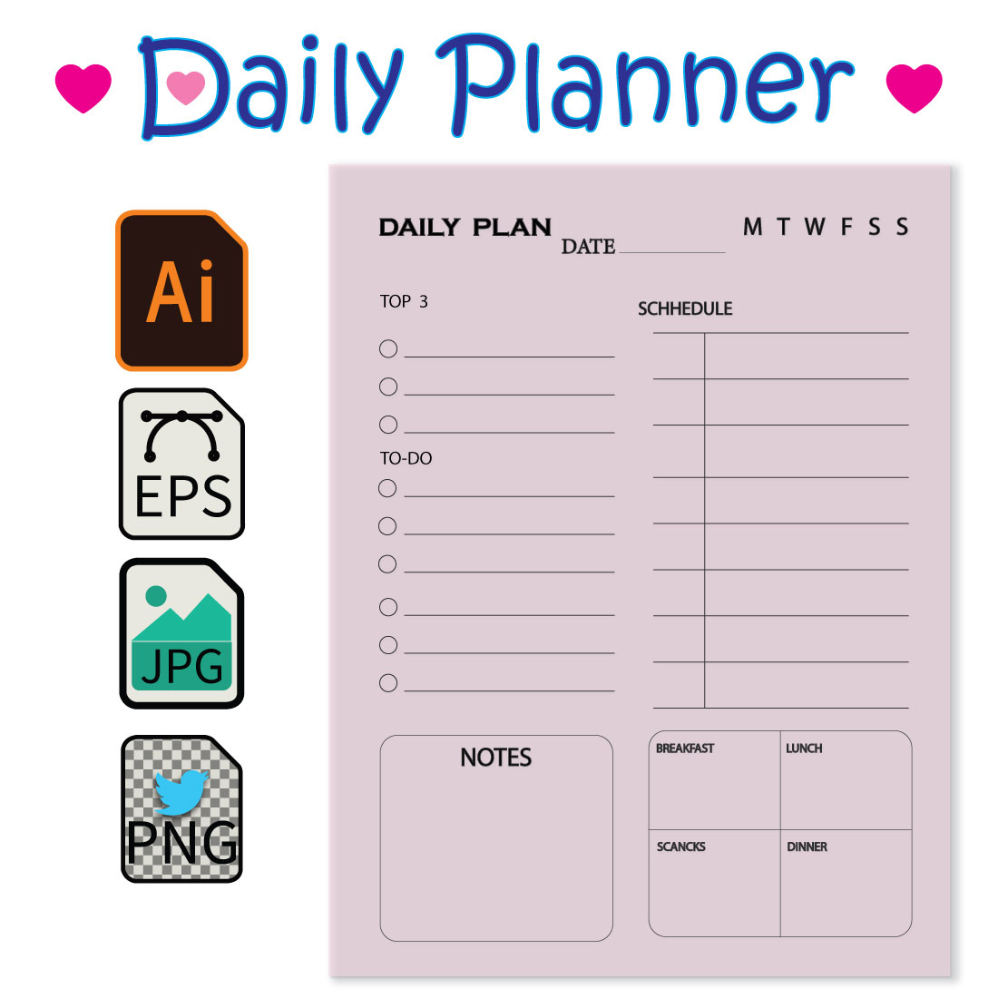 120 pages Daily Planner For Kids preview image.