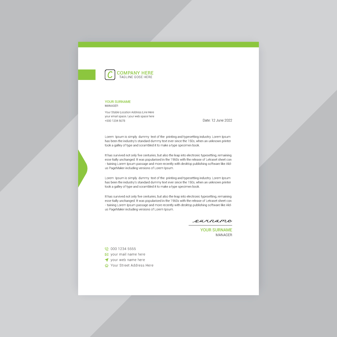 10 Corporate Letterhead Design Bundle Template preview image.