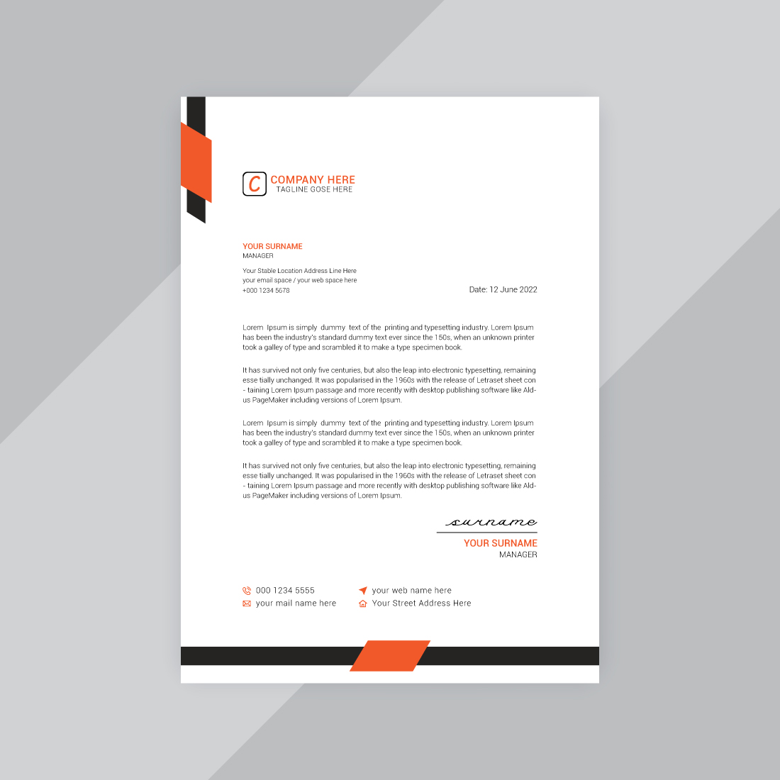 10 Simple Modern Letterhead Design Bundle Template preview image.