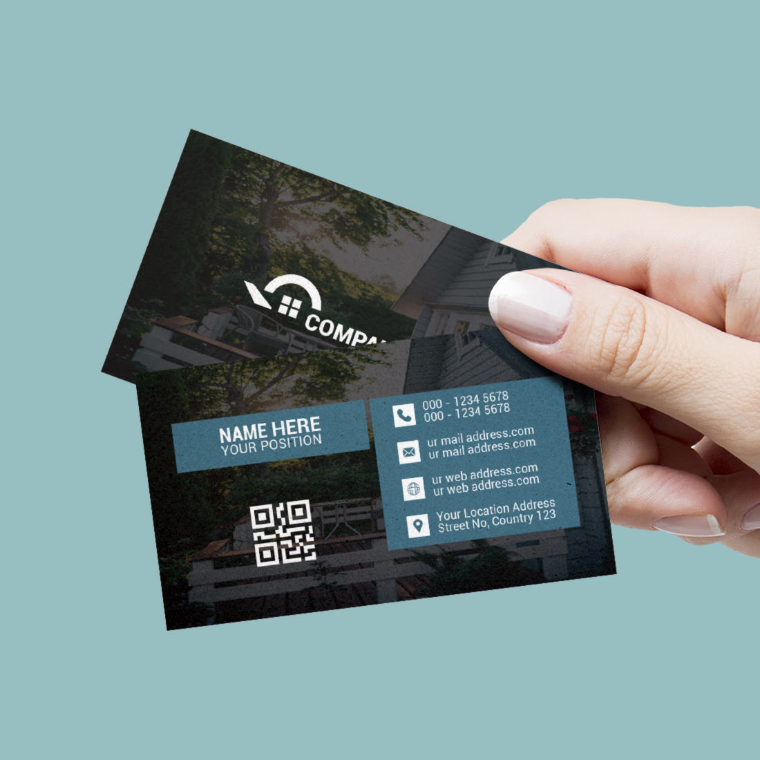 Real Estate Business Card Design Template preview image.