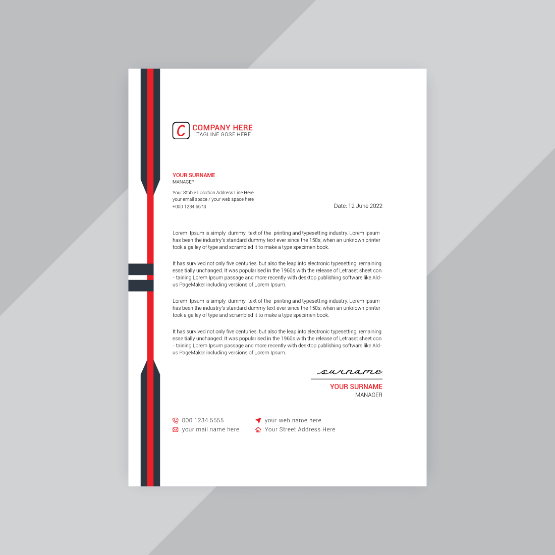 10 Elegant Letterhead Design Bundle Template preview image.