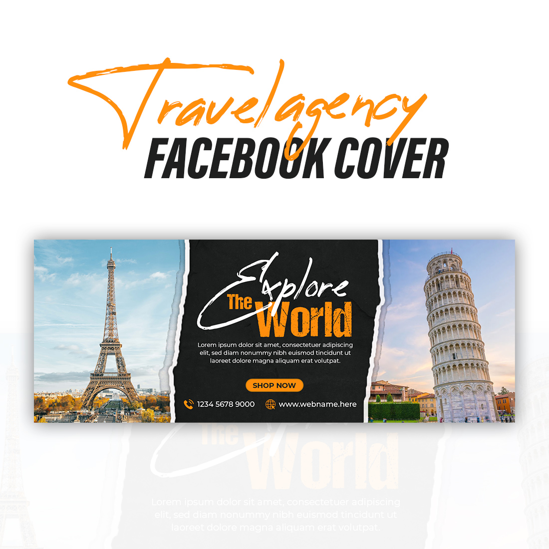 Travel Agency Social Media Facebook Cover Banner preview image.