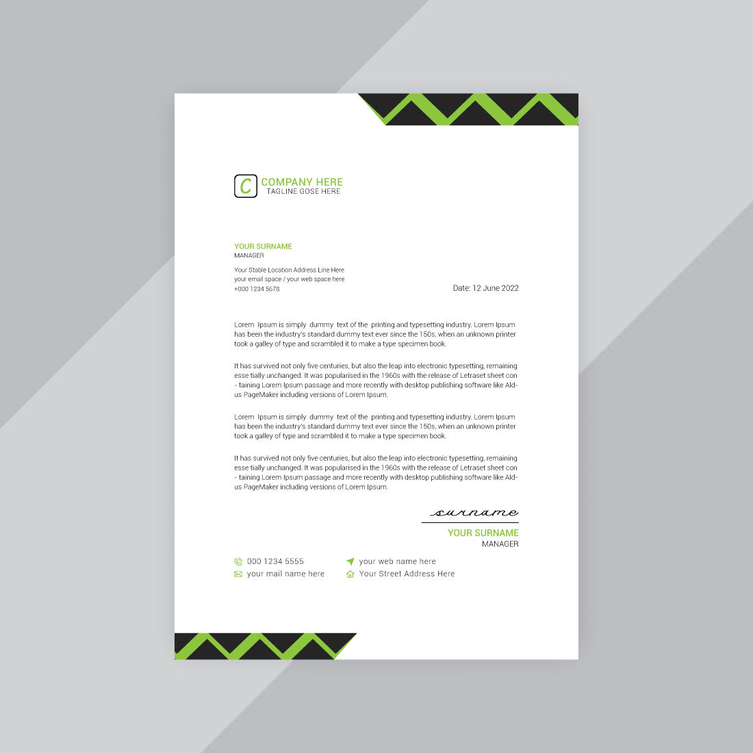 10 Modern and Unique Letterhead Design Bundle Template preview image.