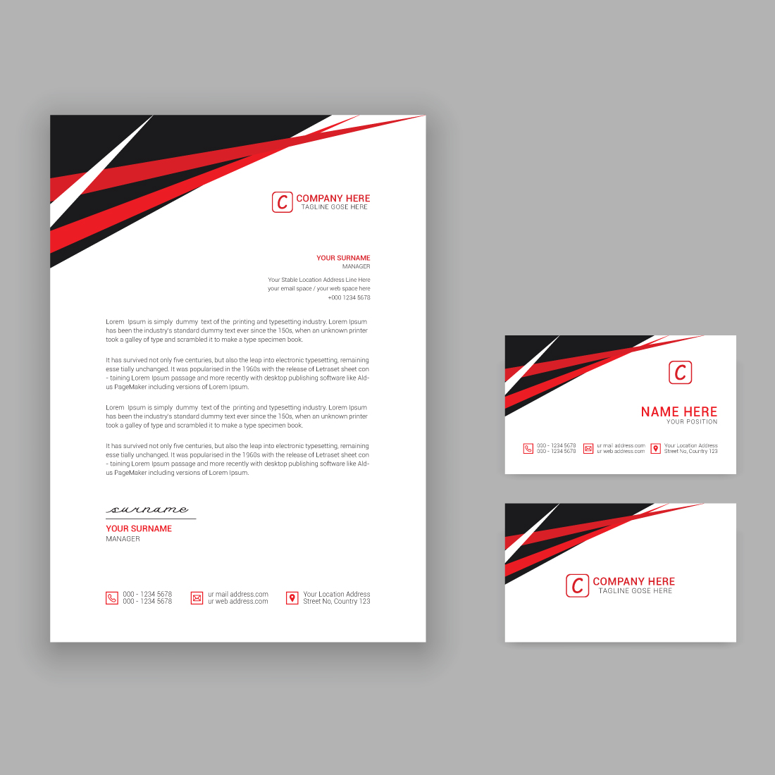 30 Letterhead and Business Card Design Template Bundle preview image.