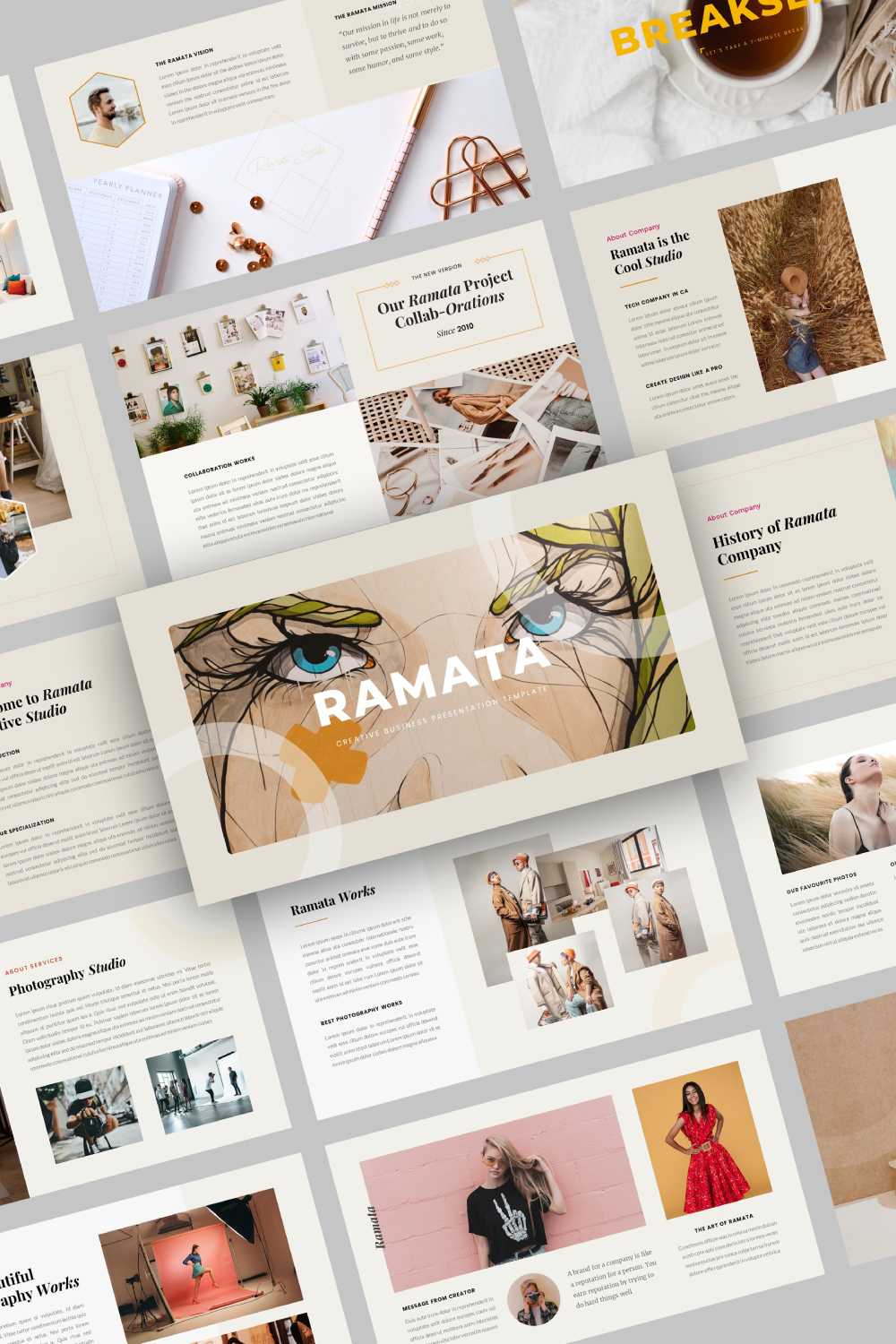 Ramata – Creative Business Google Slides Template pinterest preview image.