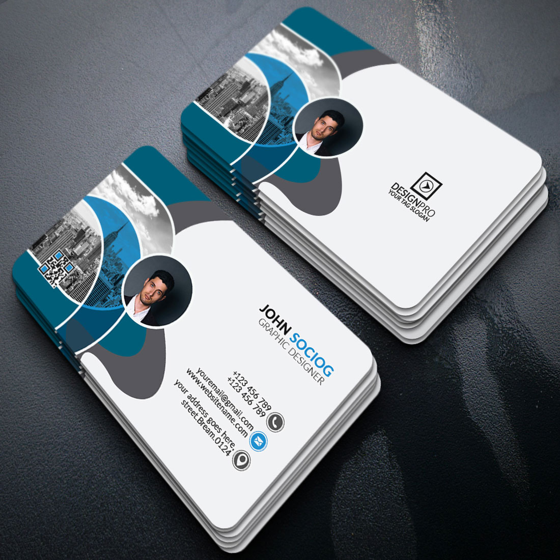 Business Card Template preview image.