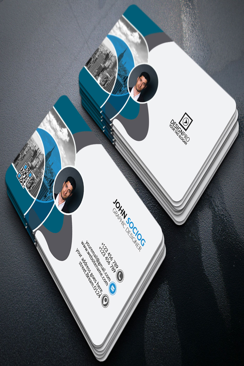 Business Card Template pinterest preview image.