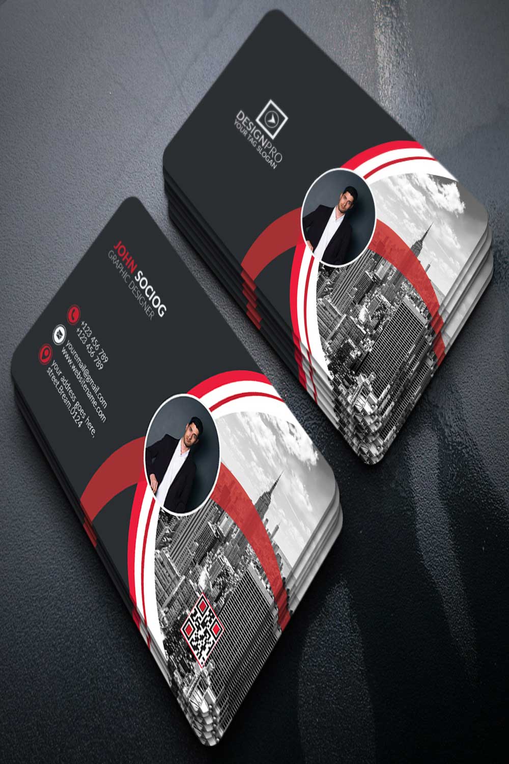 Business Card Template pinterest preview image.