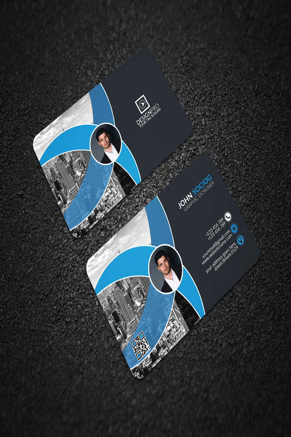 Business Card Template pinterest preview image.