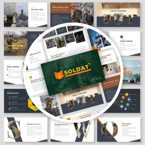 SOLDAT - Military & Army Presentation Keynote Template cover image.