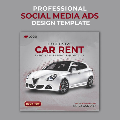 Professional & Creative Car Rent Social Media Ads Design Banner Template cover image.