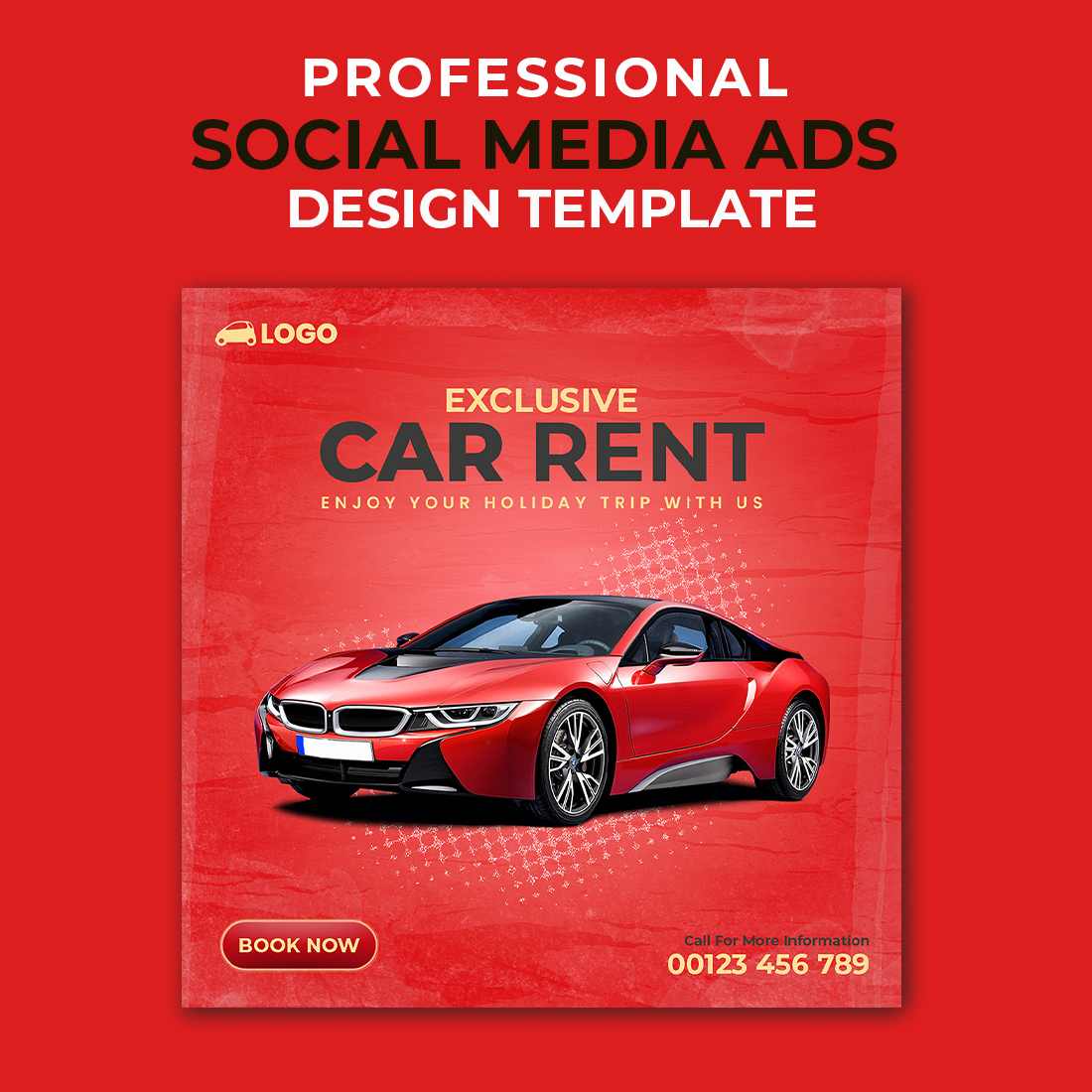 Professional & Creative Car Rent Social Media Ads Design Banner Template cover image.