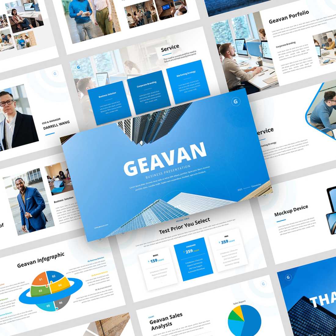 Geavan - Business Presentation PowerPoint Template preview image.
