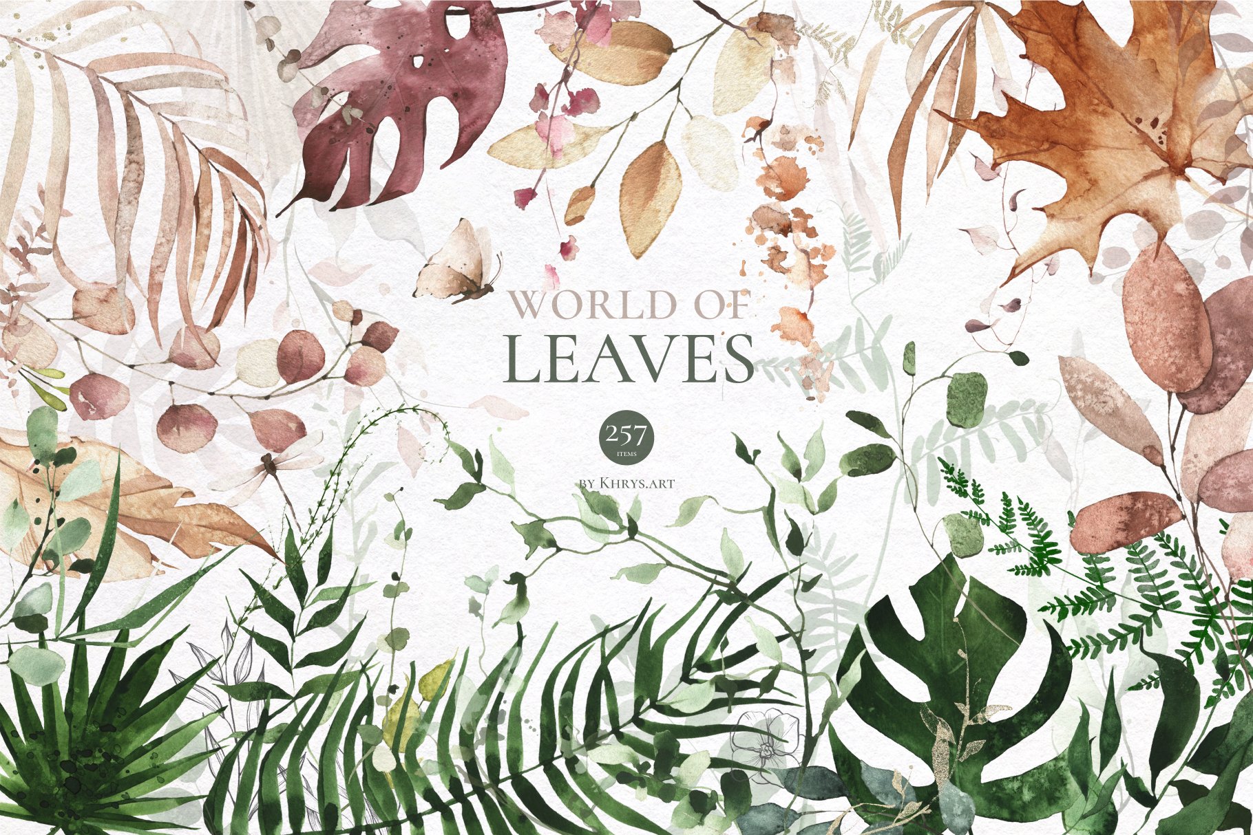 World Of Leaves. Greenery Watercolor cover image.