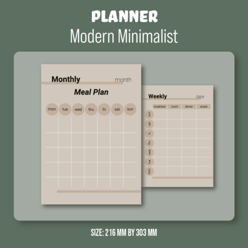 Minimalist Meal Planner monthly/weekly cover image.
