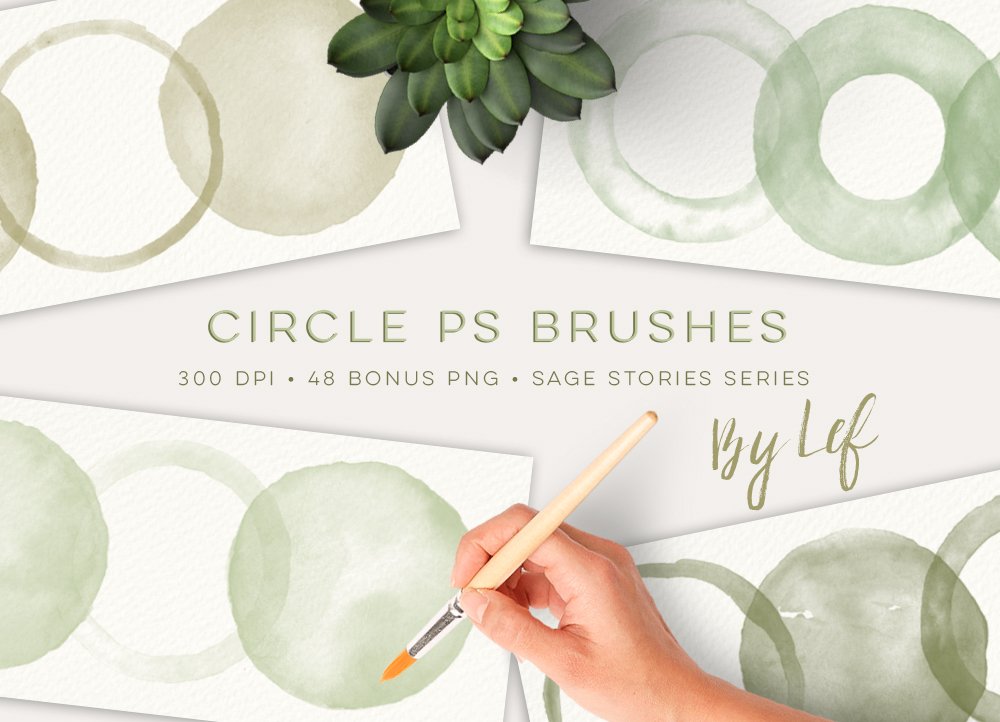 Watercolor Photoshop Brushes Roundcover image.
