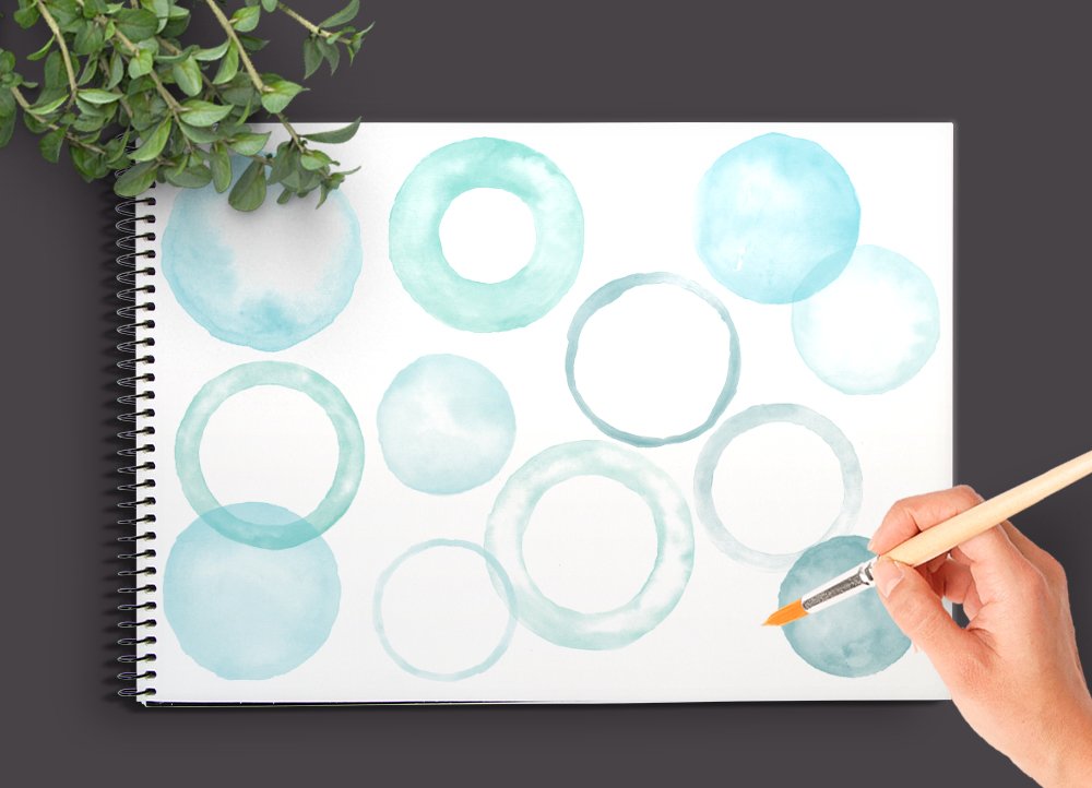 Watercolor Circles Photoshop Brushespreview image.