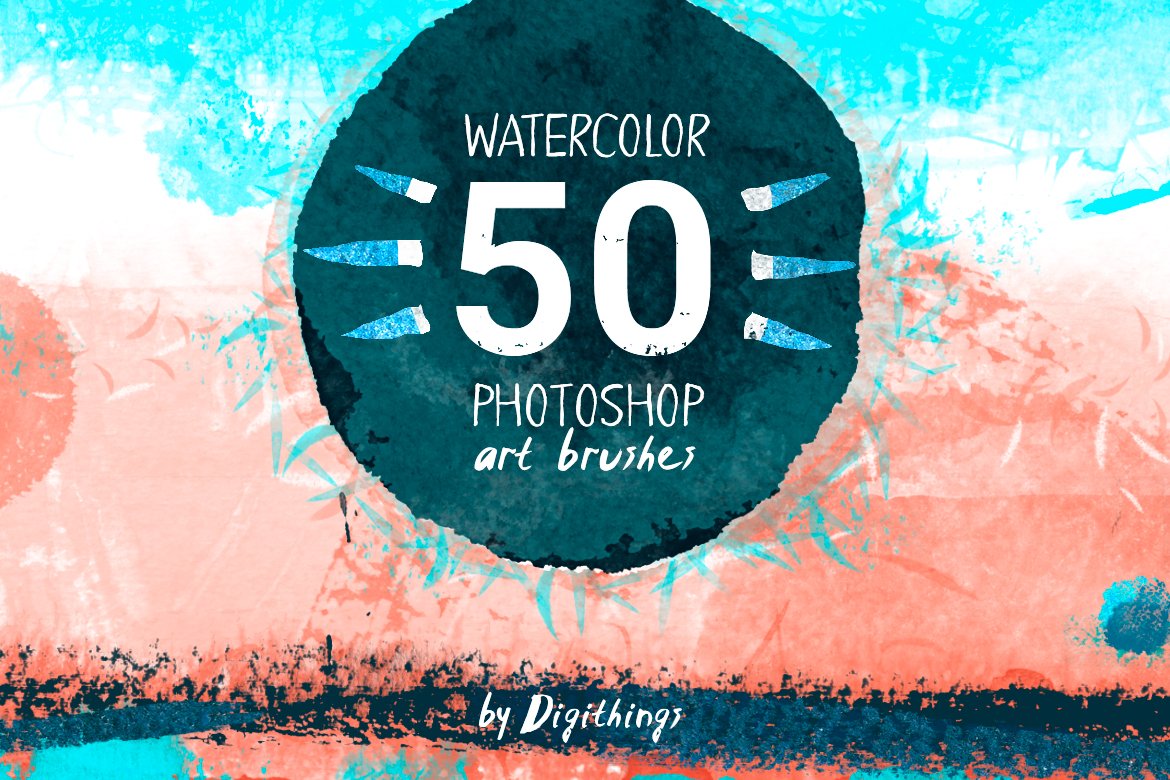 Watercolor art brushes for Photoshopcover image.