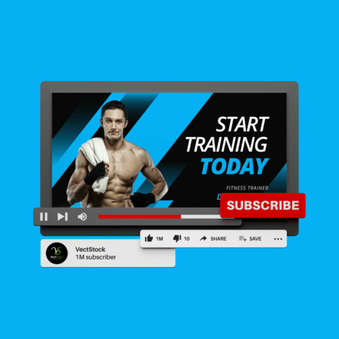 Gym Fitness Youtube Video Thumbnail cover image.