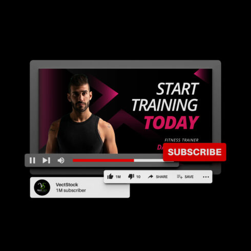 Fitness Youtube Video Thumbnail Design Template cover image.
