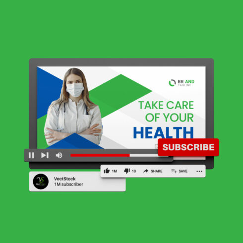 Medical Healthcare Youtube Video Thumbnail Design Template cover image.