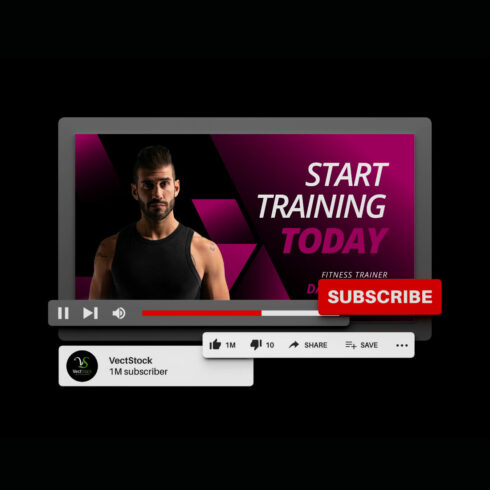 Gym Youtube Video Thumbnail Design Template cover image.