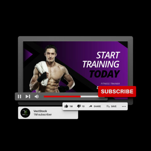 Gym Fitness Club Youtube Video Thumbnail Design cover image.