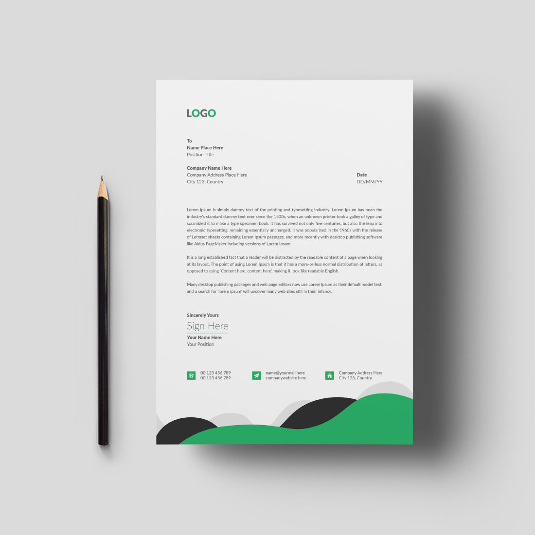 4 Colors Letterhead Template Design cover image.